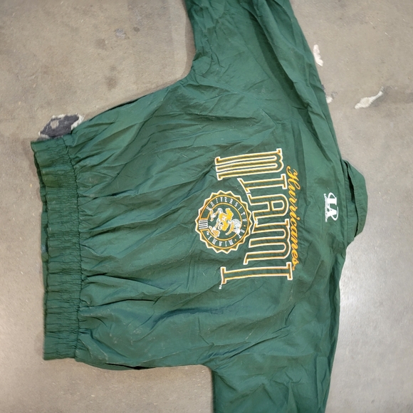 Vintage 90s Miami Hurricanes Football Logo Athletic Large Windbreaker Jacket - Picture 9 of 9